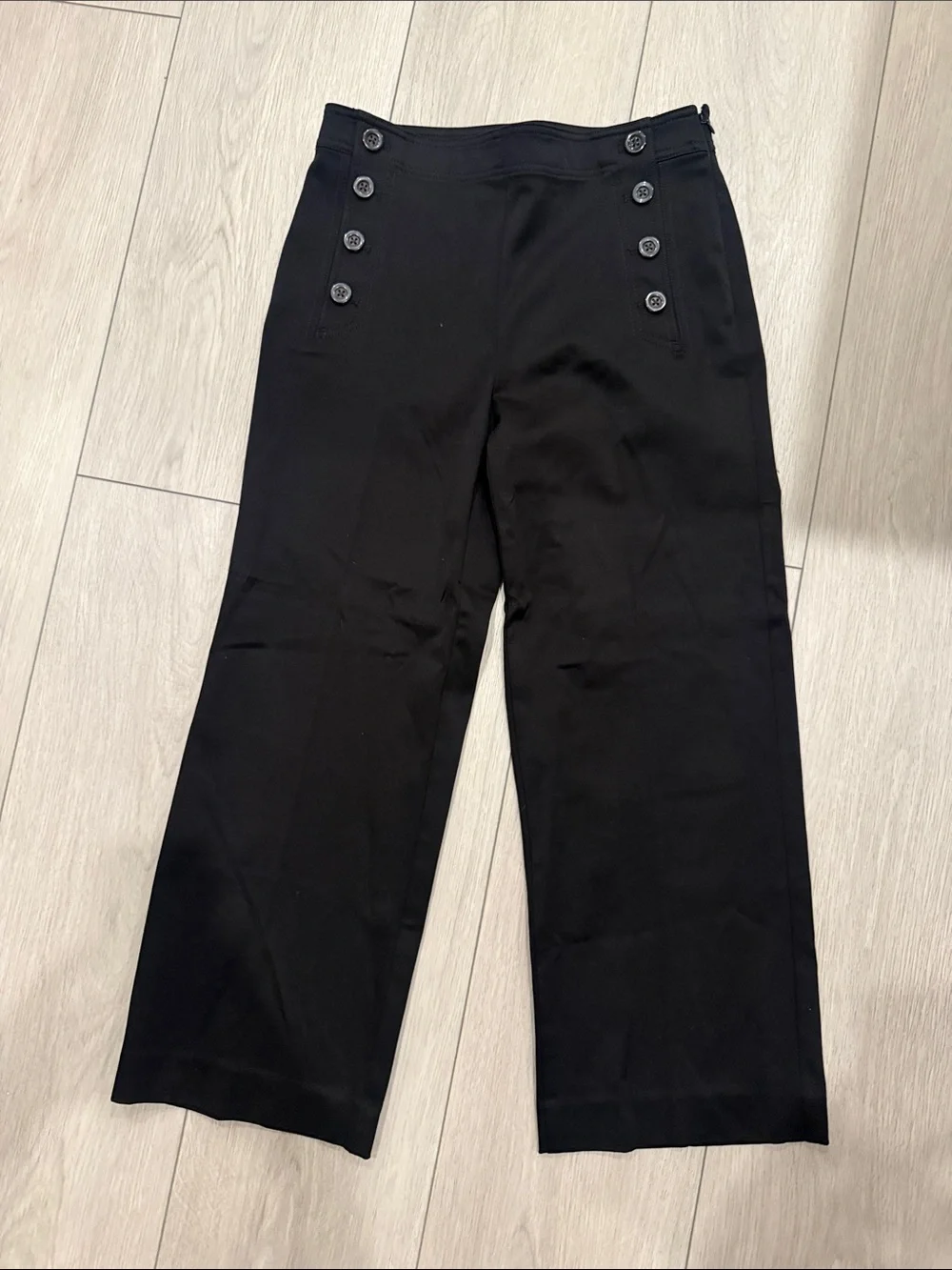 Ann Taylor Black Sailor-Inspired Wide Leg Pants